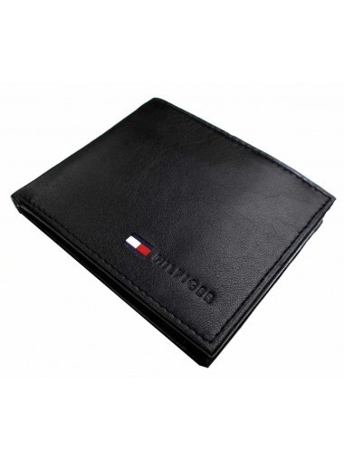 Tommy Hilfiger Men's Leather Passcase Wallet - Black